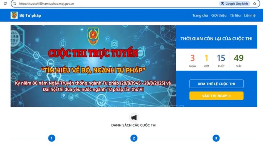 Bộ Tư pháp tổ chức Cuộc thi trực tuyến “Tìm hiểu về Bộ, ngành Tư pháp”